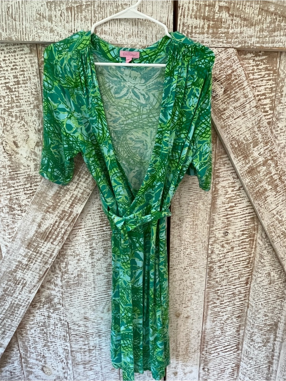 Lily Pulitzer Green Printed Wrap Dress Size Large